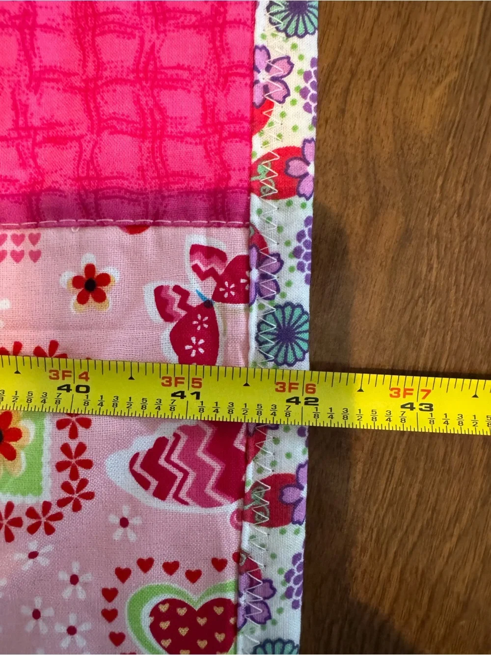 Hand Crafted Pink & Aqua Striped Patchwork Quilt 34 x 42